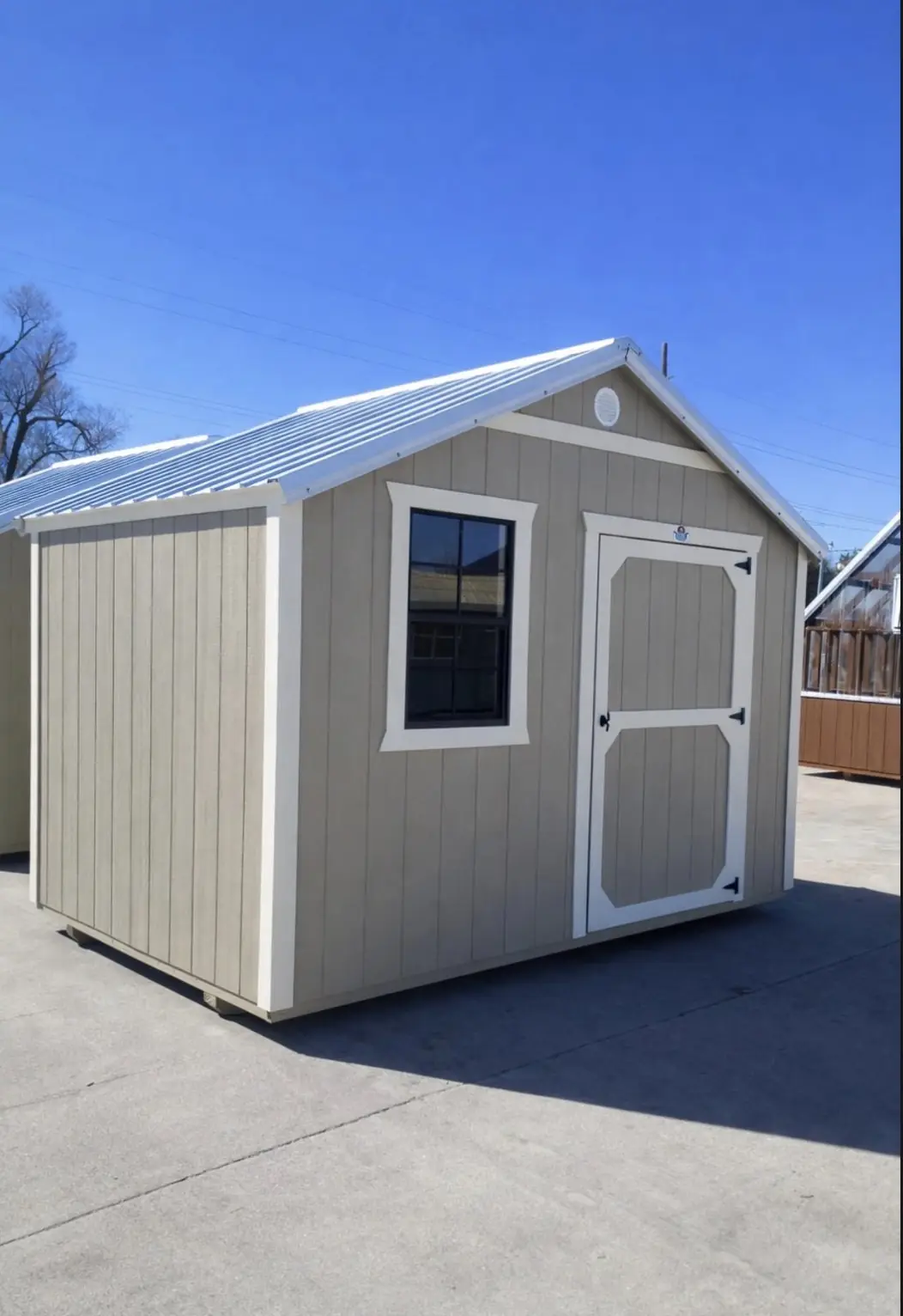Derksen 10x12 utility shed front view in Nebraska
